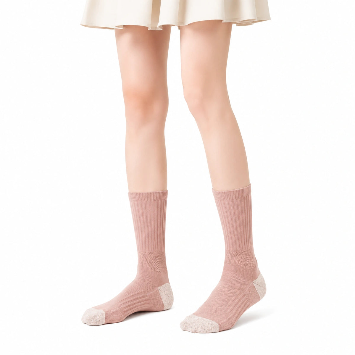 Unisex Socken Größe 39-42 aus Textil in Rosa Creme gerippt für Alltag