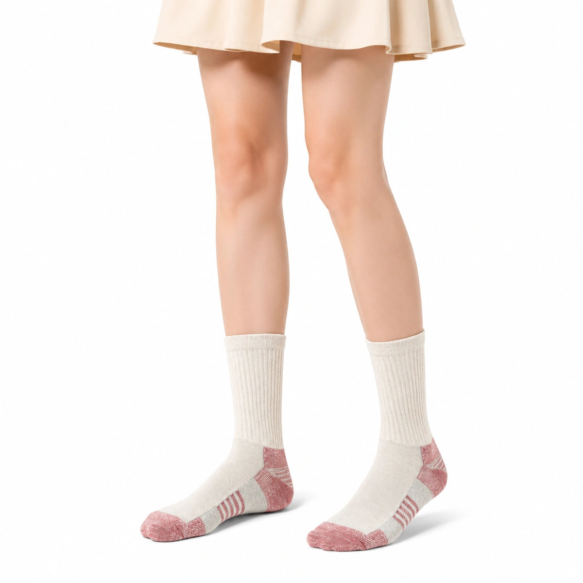 Socken 39-42 aus Textil in Creme Rosa mit Rippenschaft für Alltag