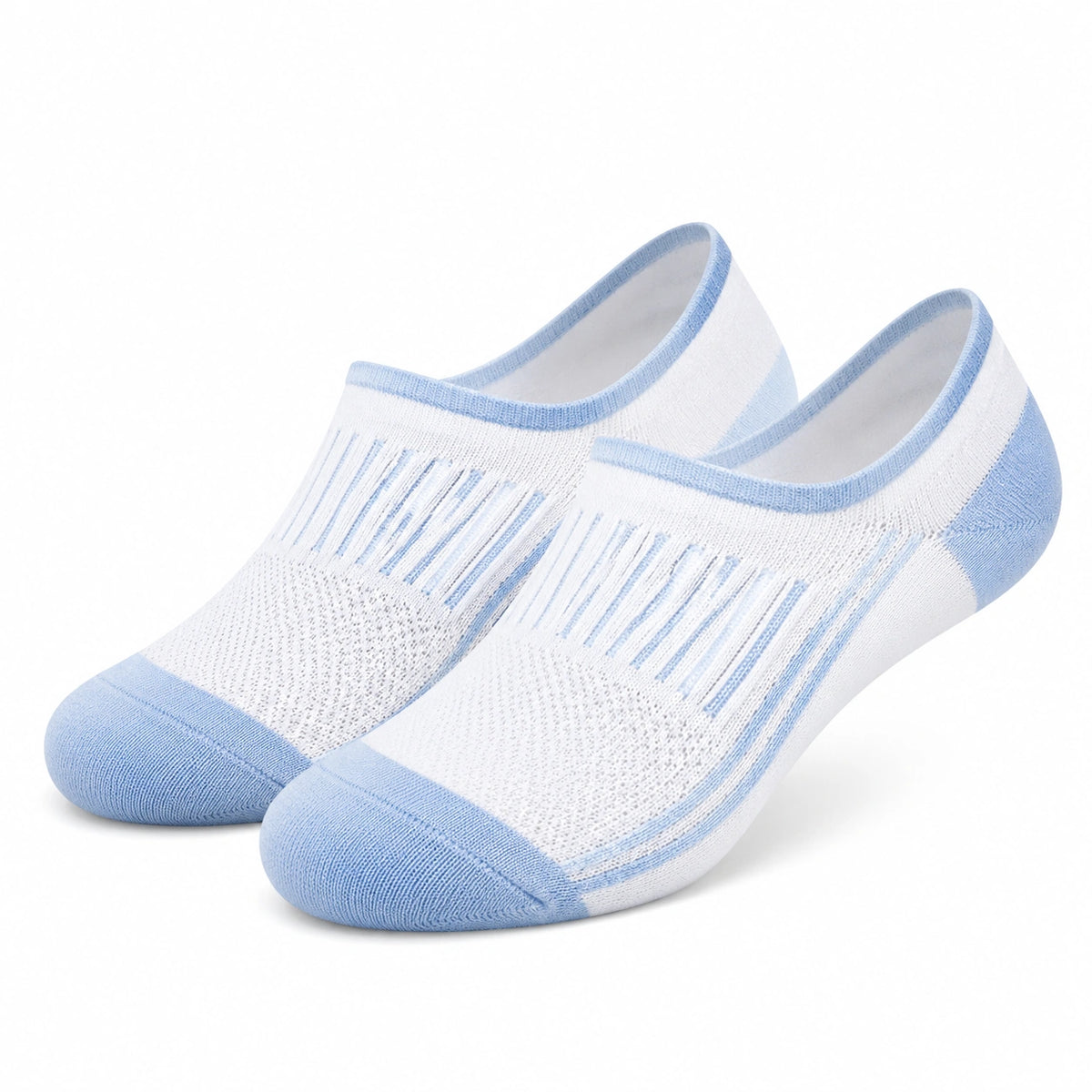 Sneakersocken Größe 35-38 aus Textil Weiß Hellblau gestreift