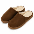 Hausschuhe 42/43 Braun in Velourslederoptik mit Plüschfutter