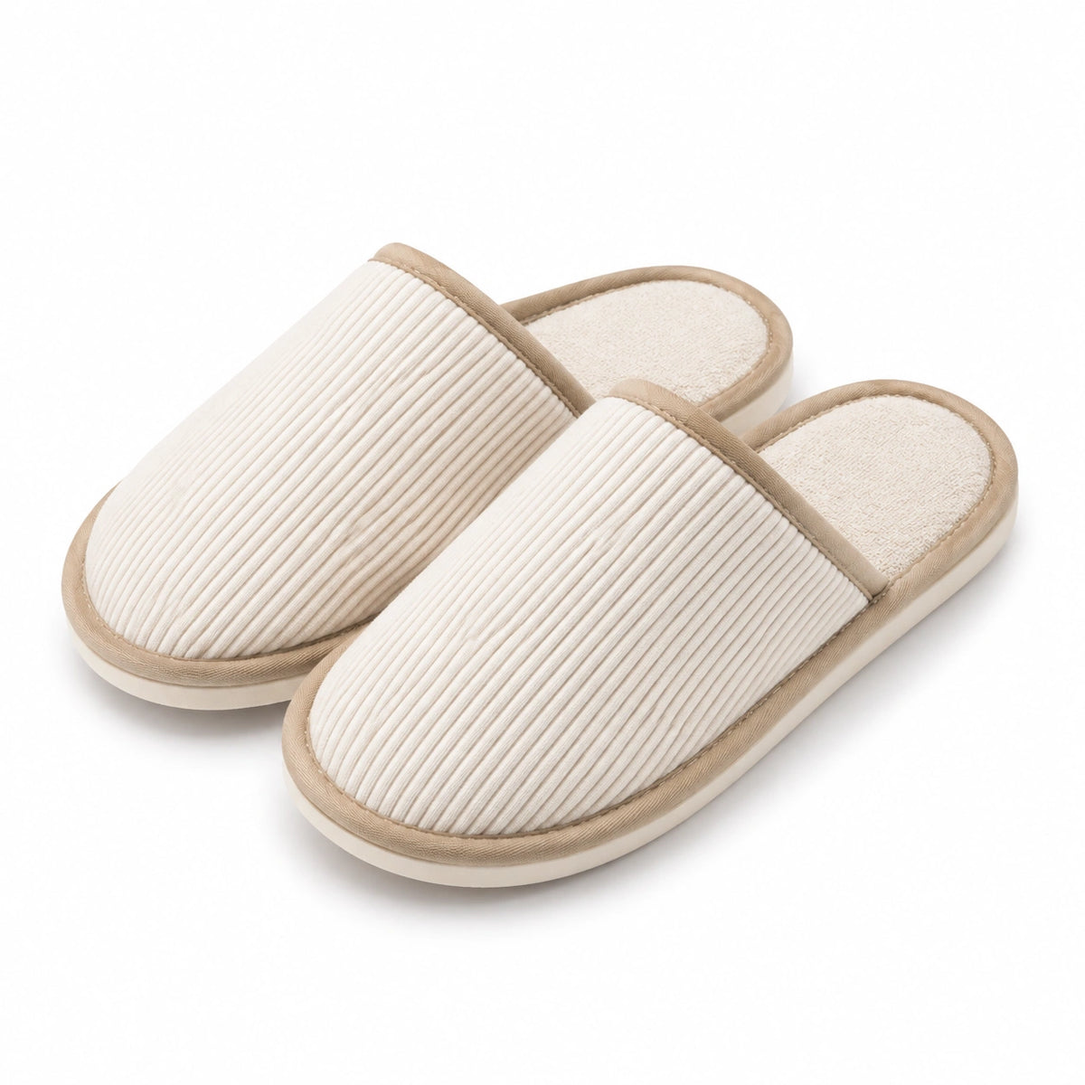 Hausschuhe Größe 42/43 Textil Creme mit gepolsterter Sohle