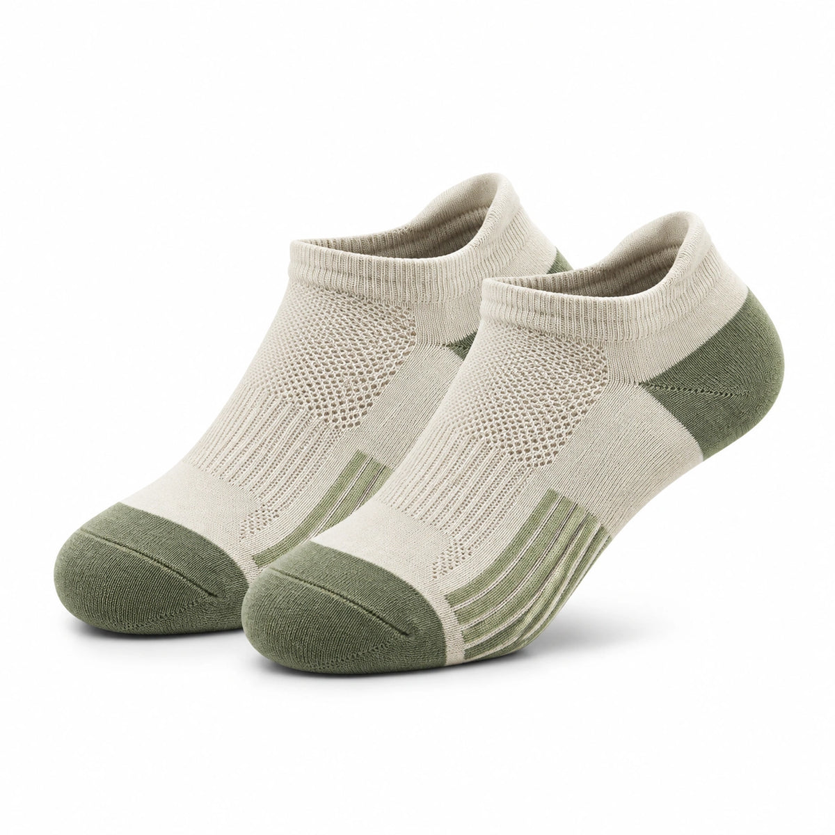 Sneakersocken 35-38 aus Strickstoff Beige Grün für Alltag und Sport atmungsaktiv