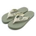 Flip-Flops Größe 38/39 mit Textilriemen in Salbeigrün Creme mit Blattmuster