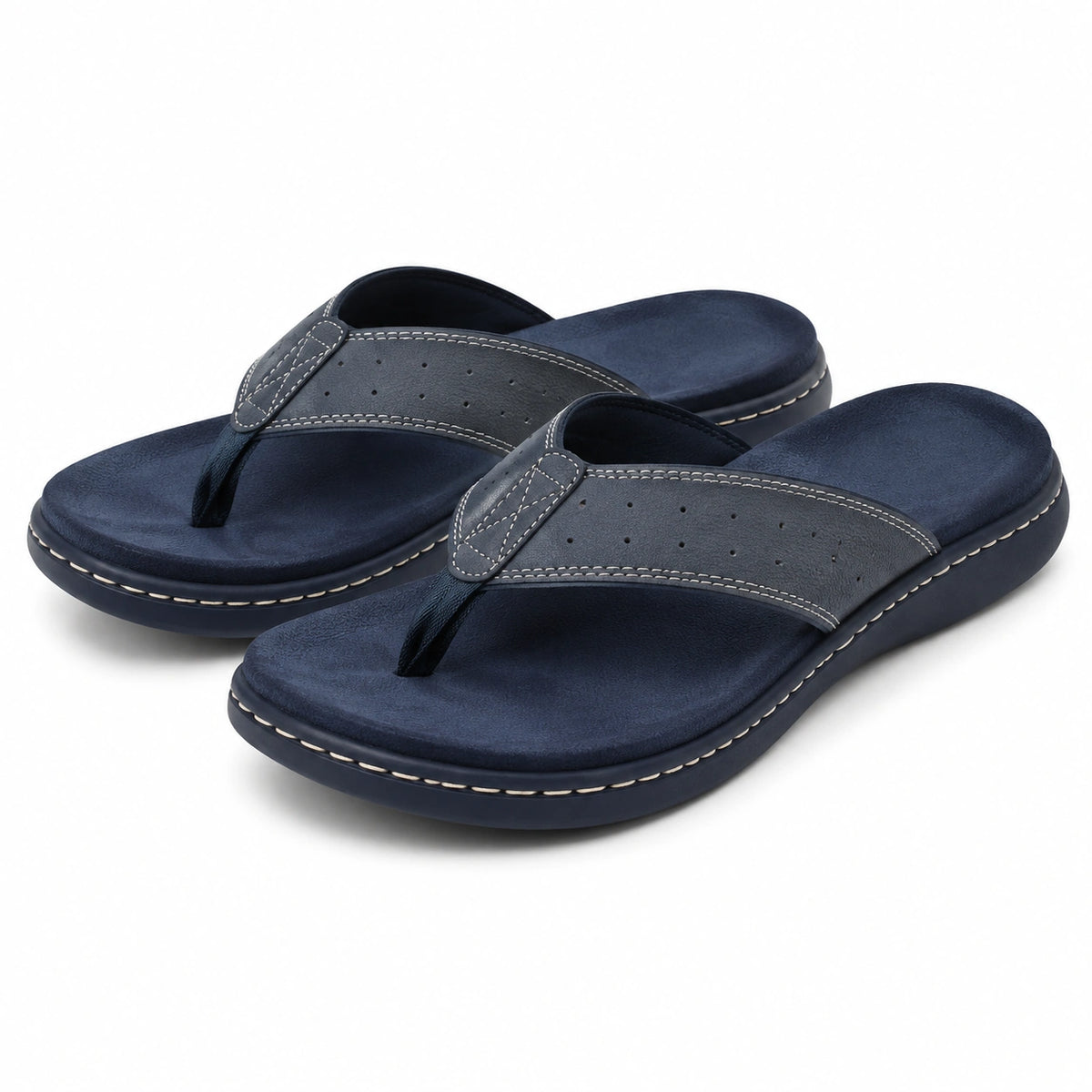 Zehentrenner Sandalen Größe 40/41 Dunkelblau mit gepolstertem Synthetik Obermaterial