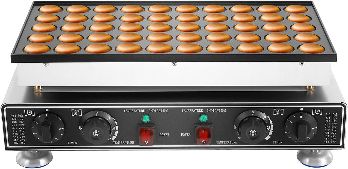 VonVVer Crepesmaker, 1800 W, 45 mm, Schwarz, Elektrische Poffertjes-Pfanne Ø 50 Stk