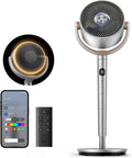 DREO Bodengebläse, 20 dB, Silber, Smart Standventilator mit RGB-Licht, 120°+120° Oszillation, Leiser Bodenventilator mit Fernbedienung