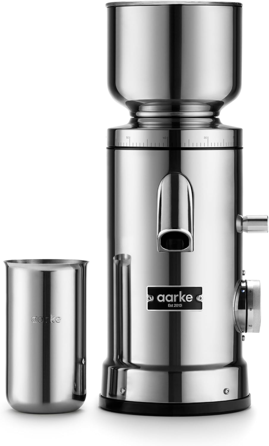 aarke Elektrische Scheibenmühlen, Silber, Kaffeemühle elektrisch, Edelstahl-Kaffeemühle mit einstellbarem Mahlgrad