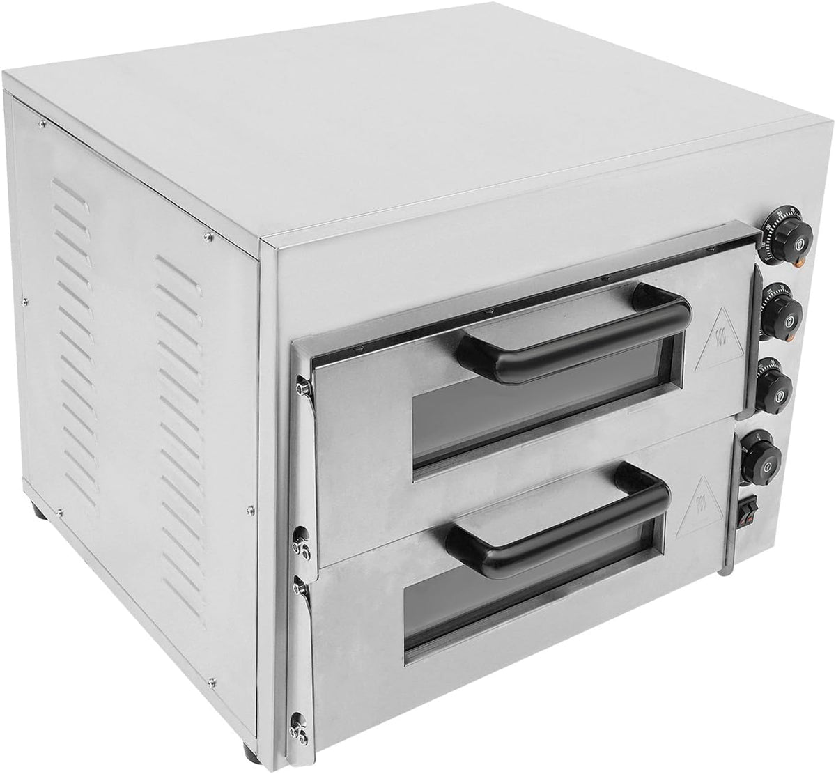 Cutycaty Pizzaofen, 14 Zoll, 3000 W, 3000 W, 201 Edelstahl, Gummi, Kunststoff, Glas, Cordierit, Schwarz/Silber