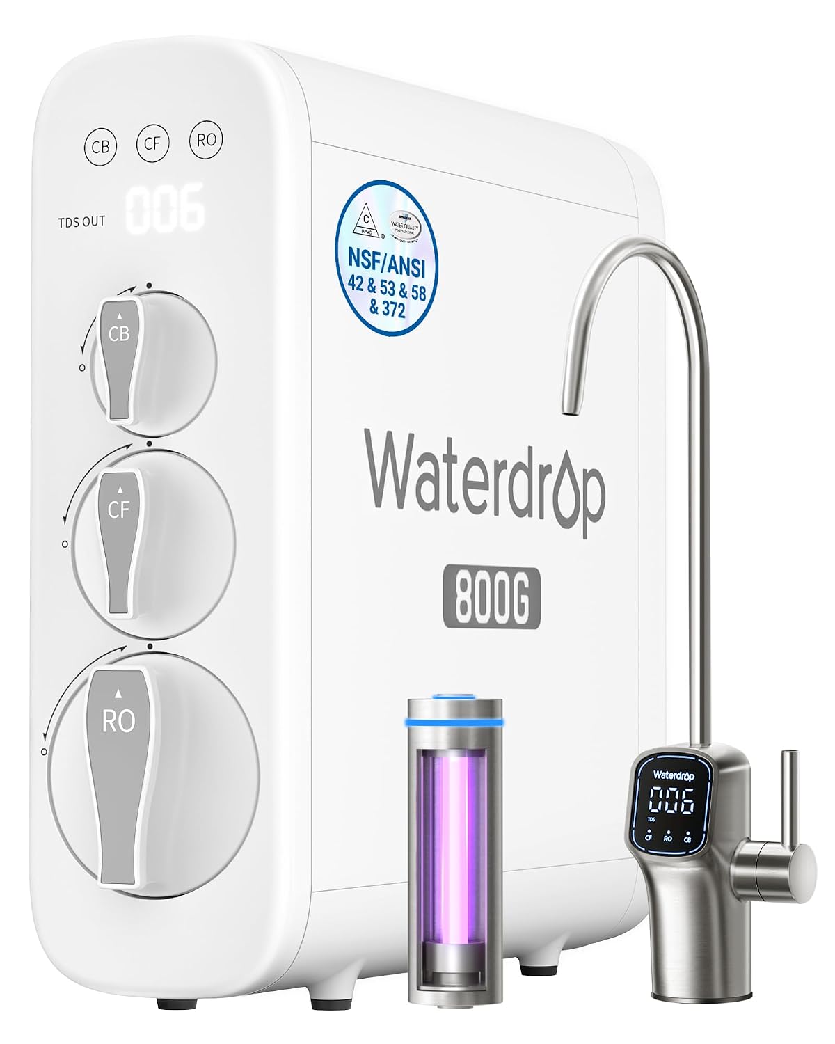Waterdrop Filtrierung für unter & über der Spüle, Schwarz, G3P800 Umkehrosmoseanlage, Osmoseanlage Trinkwasser