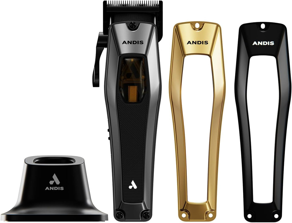 Andis Elektrorasierer, Schwarz/Gold, 562446 Recon Professional Barber Haarschneider, verstellbare, feste Phaze-Klinge