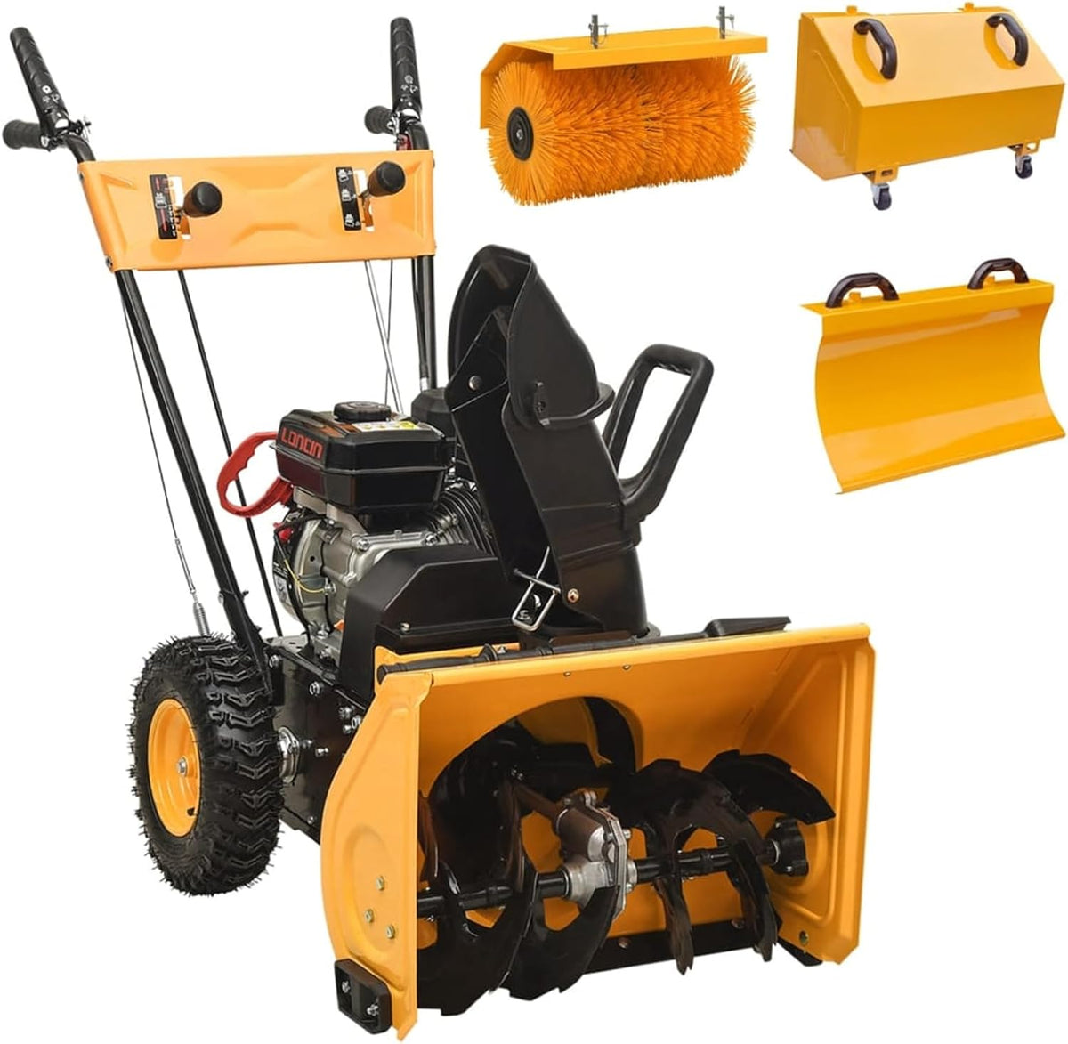 Tidyard Schneefräse, 560 mm, Schwarz, 4-in-1 Benzin-Schneeräumer mit 6, 5 PS, 2-stufiges Gebläsesystem, Räumbreite