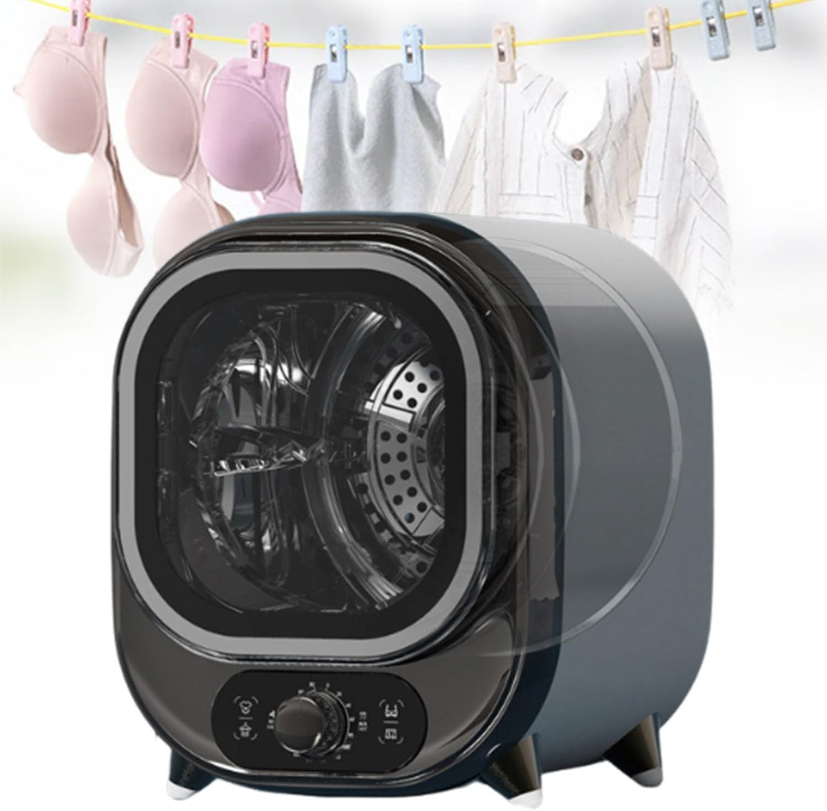 twostronking Wäschetrockner, 0,8 Kg, 450 W, Silber/Weiß, Kondensationstrockner, Mini-Trockner, Edelstahl, Mit Dualen Trockenmodi Heiß Und Kalt