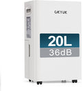 OKYUK Luftentfeuchter, 36 dB, 20 L, 40m, Weiß, Elektrisch mit Digitaler Luftfeuchtigkeitsanzeige, Leiser ², mit automatischer Abschaltung