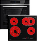 KKT KOLBE Backofen, 6600 W, Schwarz, Herdset SET8019CH59AL, und Kochfeld mit Rahmen