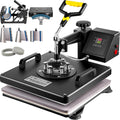 VEVOR Drucktechnik, 38 x 38 cm, 1000w, Schwarz, Heißpresse 8 in 1 Heat Press für Textil Transferpresse, Mützen T-Shirts Tassen