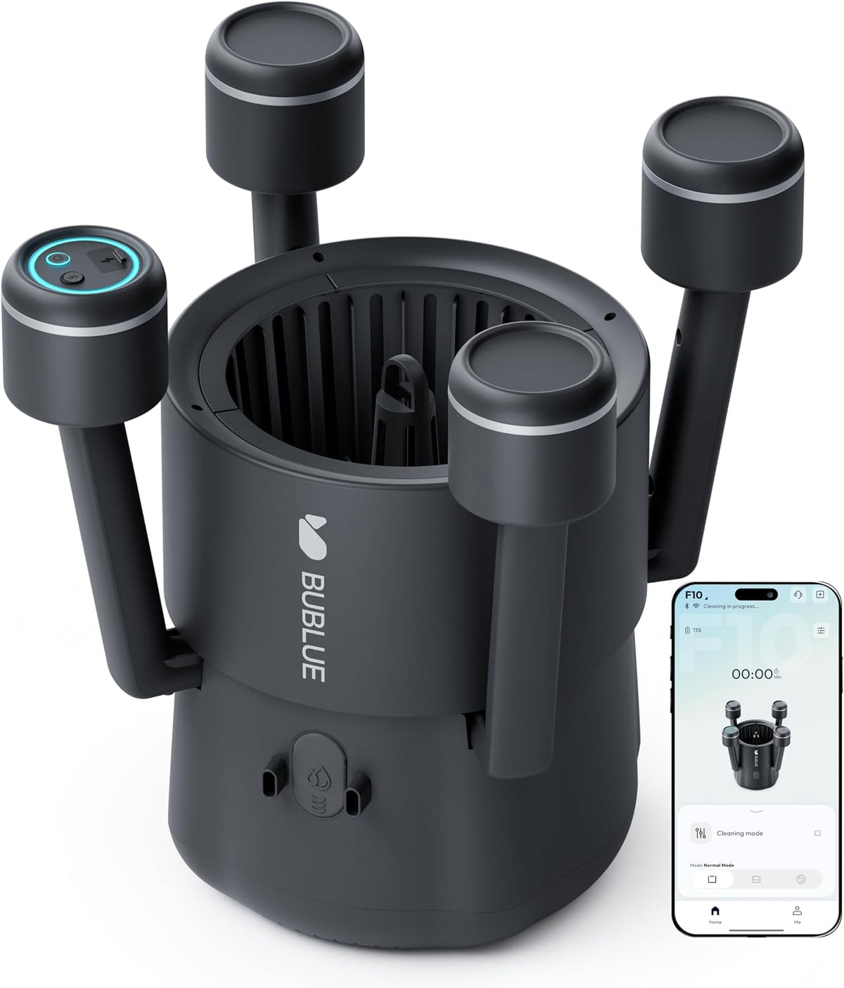 BUBLUE Poolroboter, Schwarz, BuVortex V5 Pool Skimmer Roboter, Akku mit App-Steuerung, 5-Liter-Filter, Zwei Reinigungsmodi