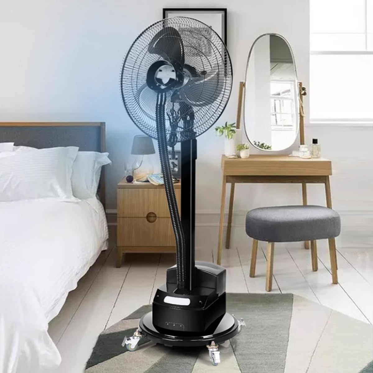 Oszillierender Monitor, 50 cm, Weiß, Standventilator mit Wassertank, 3-Gang-Nebel-Kühlventilator