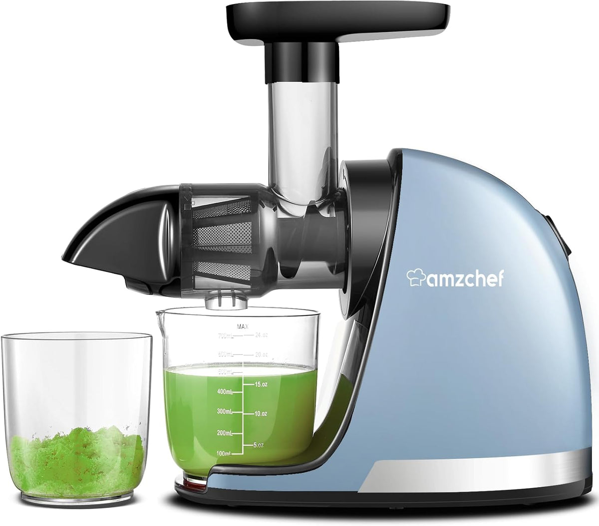 AMZCHEF Mastizier-Entsafter mit einer Schnecke, Blau, Entsafter Gemüse und Obst - Entsafter Slow Juicer