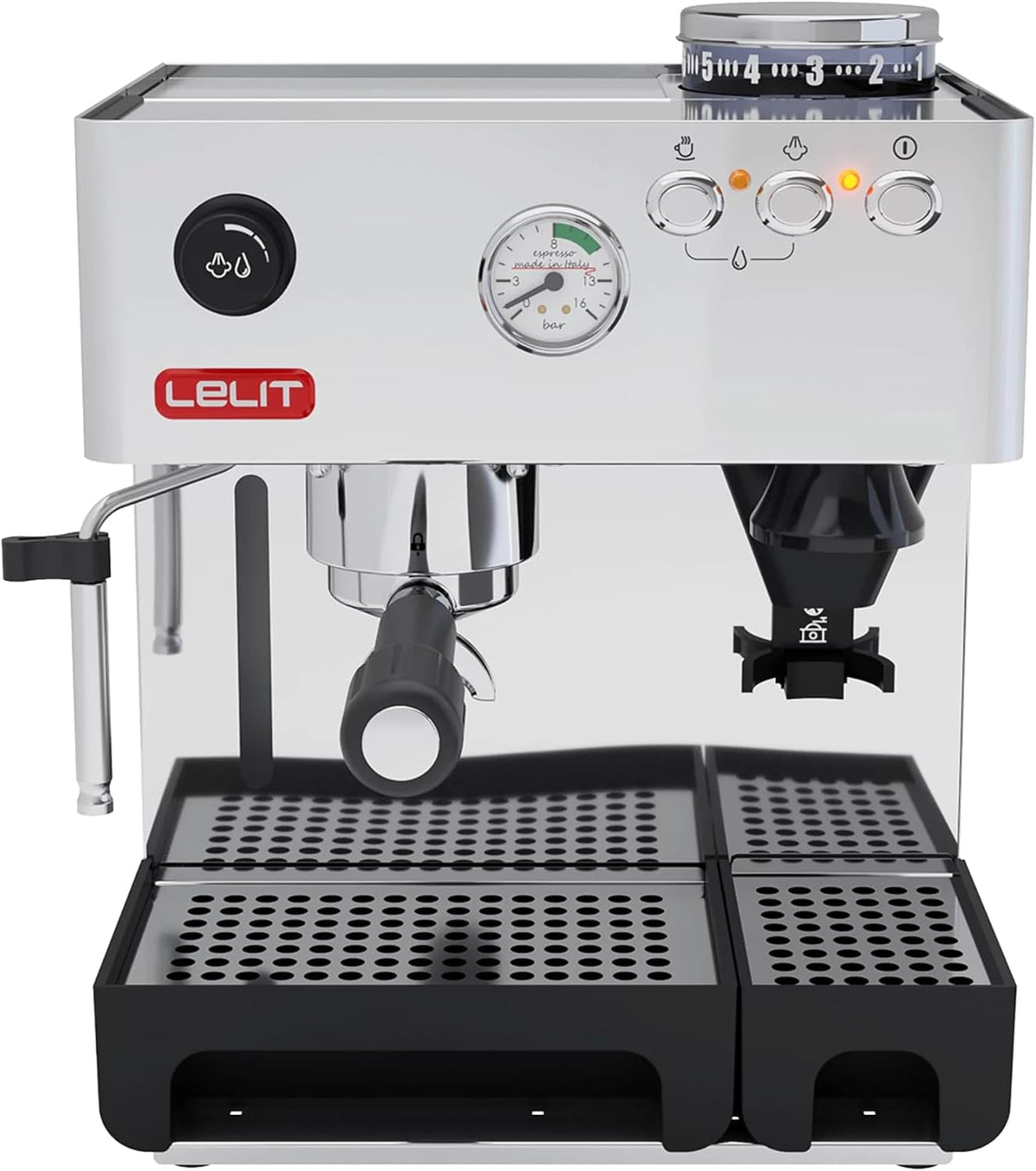 Lelit Milchaufschäumer, Silber, Anita Kaffeemaschine - Mit bewegelichem und Mahlwerk