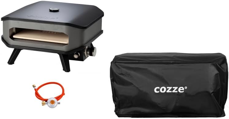 Ezooza Pizzaofen, 34x34 cm, Schwarz, Cozze by 13' Gas Pizza Ofen mit Thermometer mobiler
