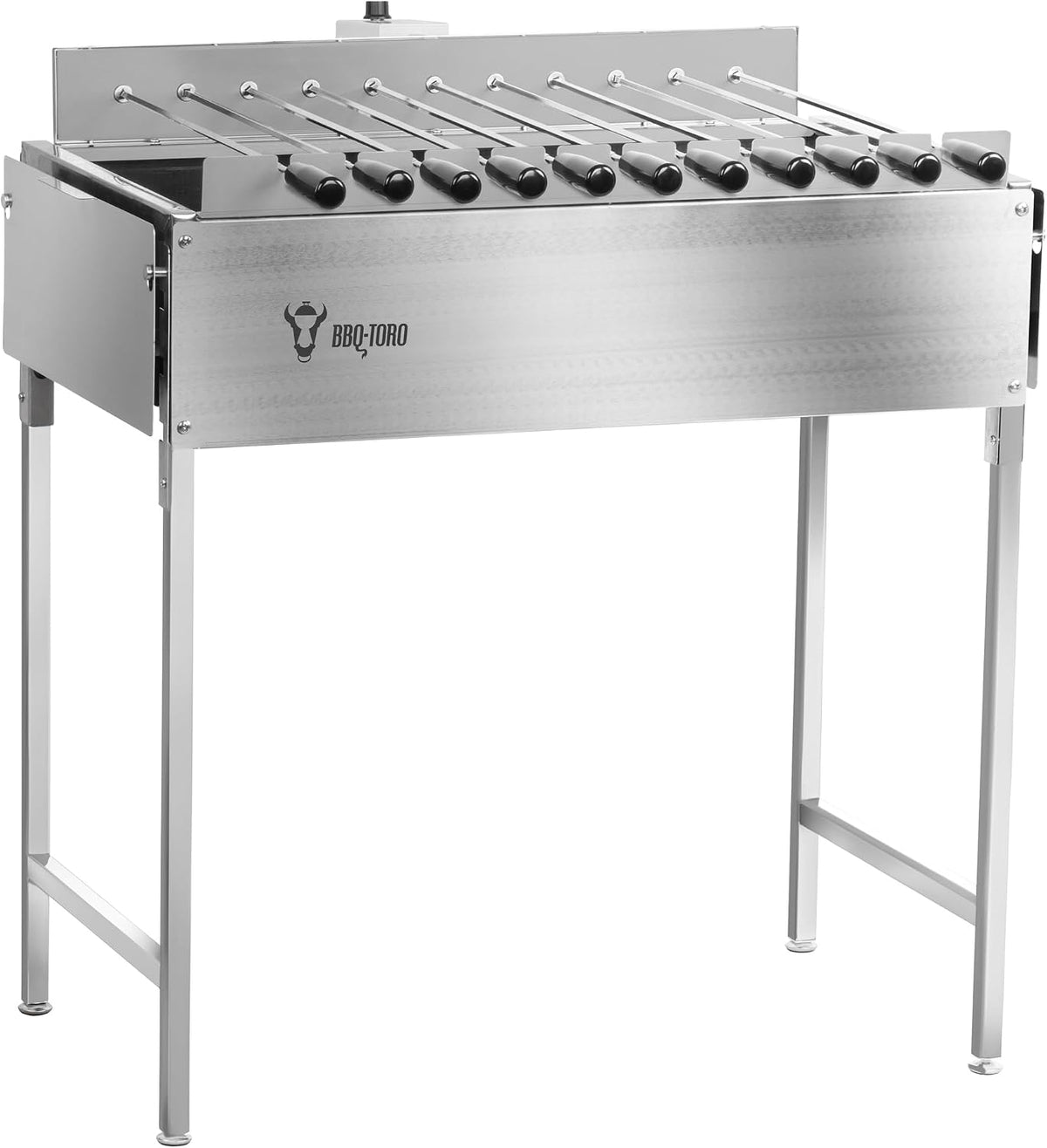 BBQ-Toro Holzkohlegrill, Braun, Stand mit elektrischem Spiessdreher