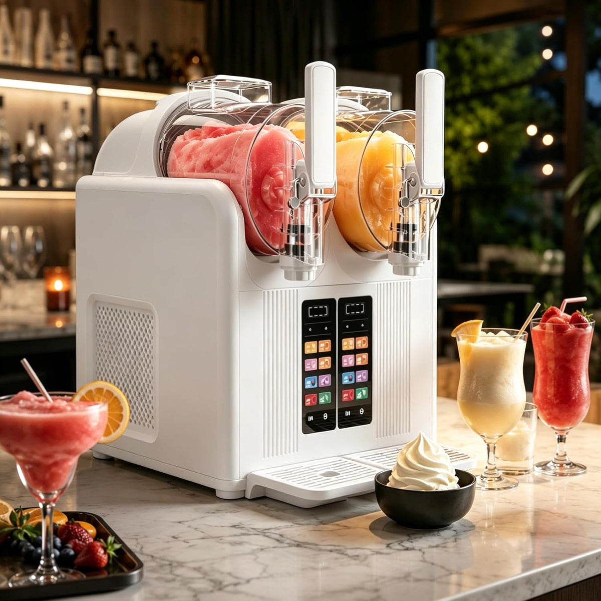 AUTUMFLATGAO Eismaschine, 2 × 2 Liter, Weiß, Slush Maschine 2-in-1 Mit Soft, 2 Sorten