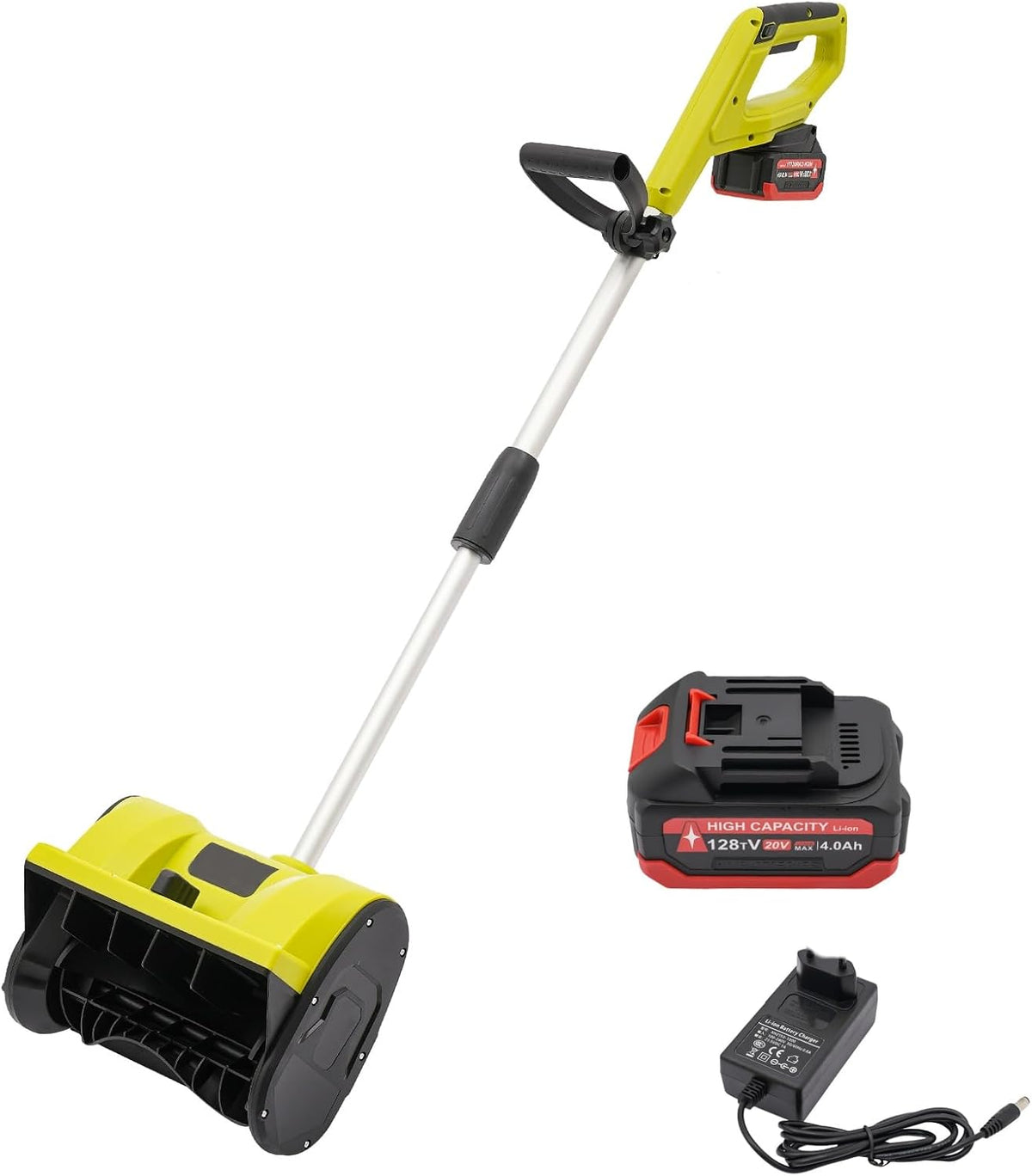 Poyujkyhr Schneefräse, 1200 W, 4.0 Ah, 32 cm, 20 cm, Kunststoff, Schwarz, Akku- Schneeräumer kabellos mit Lithium-Ionen Akku +