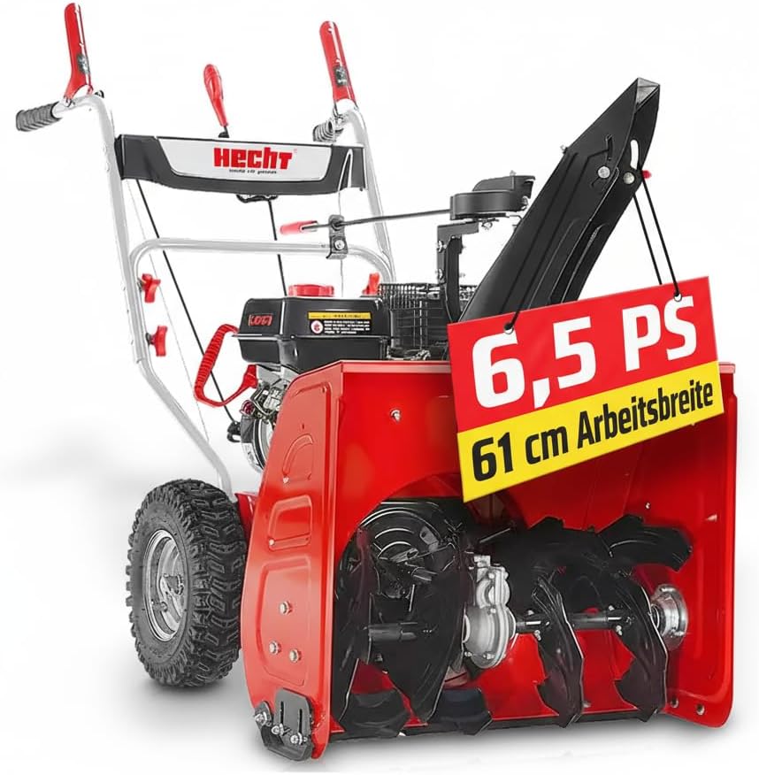 Hecht Schneefräse, 61 cm, 13 m, Schwarz, Benzin, 2-stufig, Auswurfweite