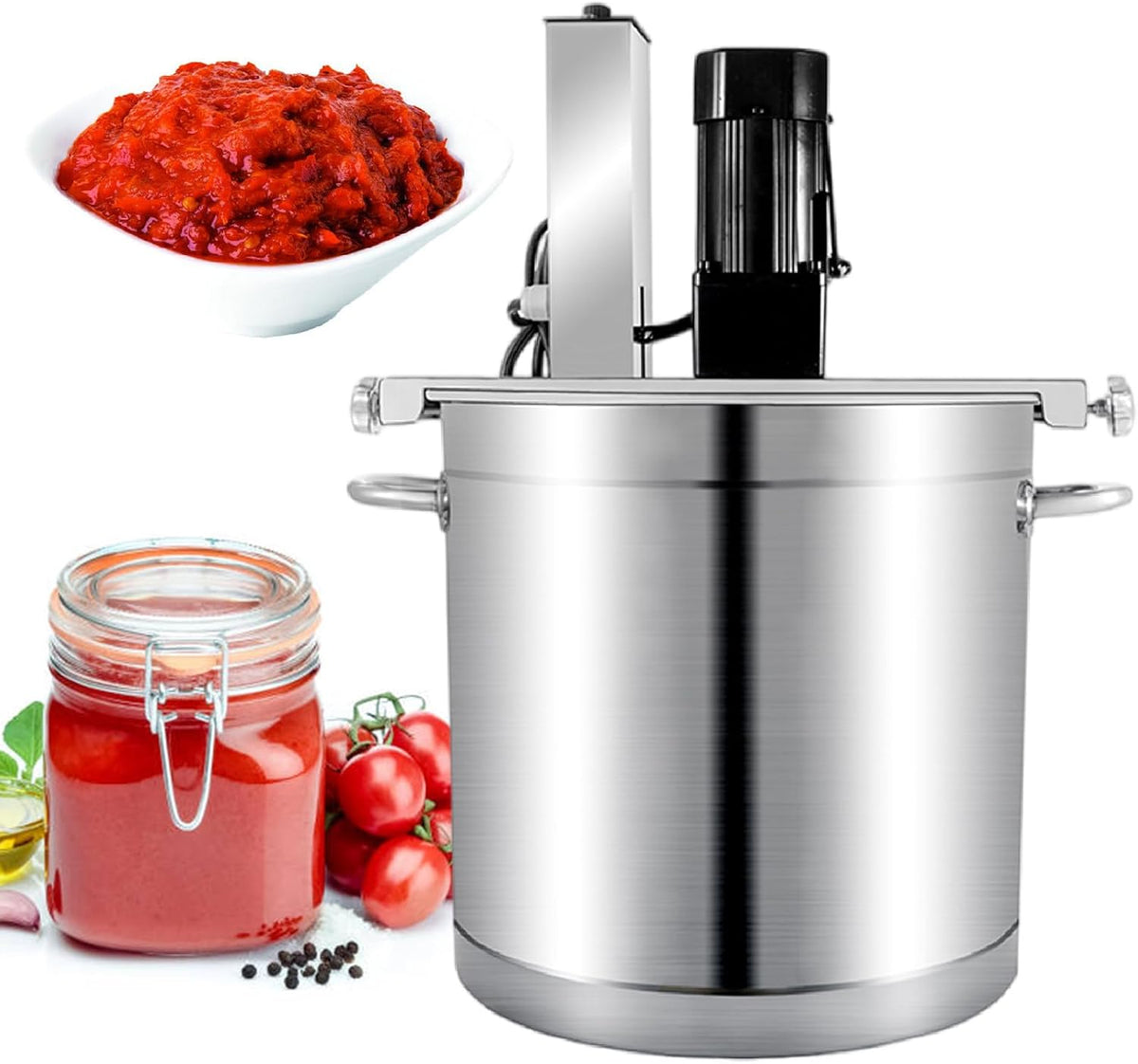 JYHHGDS Herd, 45/50 l, Edelstahl, Silber, Edelstahl-Würztopf mit Boden für Suppensauce