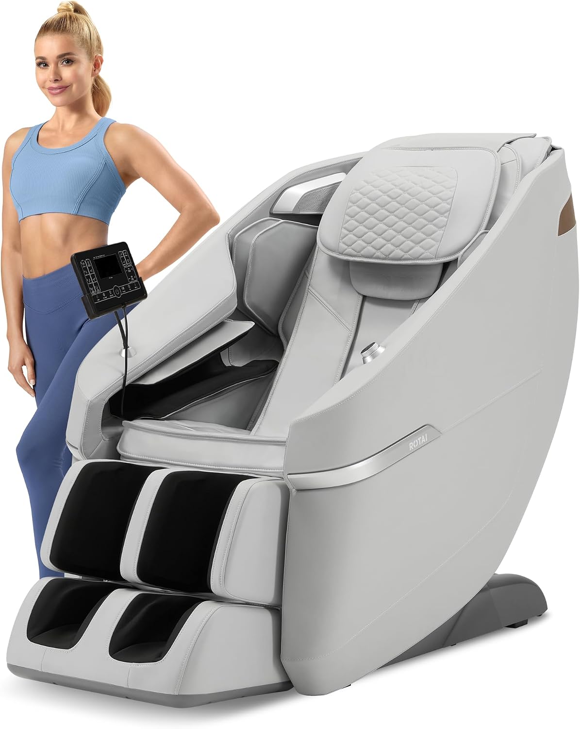 ROTAI Audiogerät, Grau, Massagesessel-Sofastuhl mit Ganzkörpermassage, Zero Gravity, Robotische Hände, Shiatsu-Massage