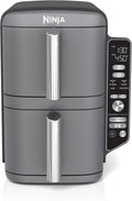 Ninja Heißluftfritteuse, Schwarz, SL401 DoubleStack XL Luftfritteuse mit 2 Behältern, DoubleStack-Technologie kocht 4 Lebensmittel auf einmal