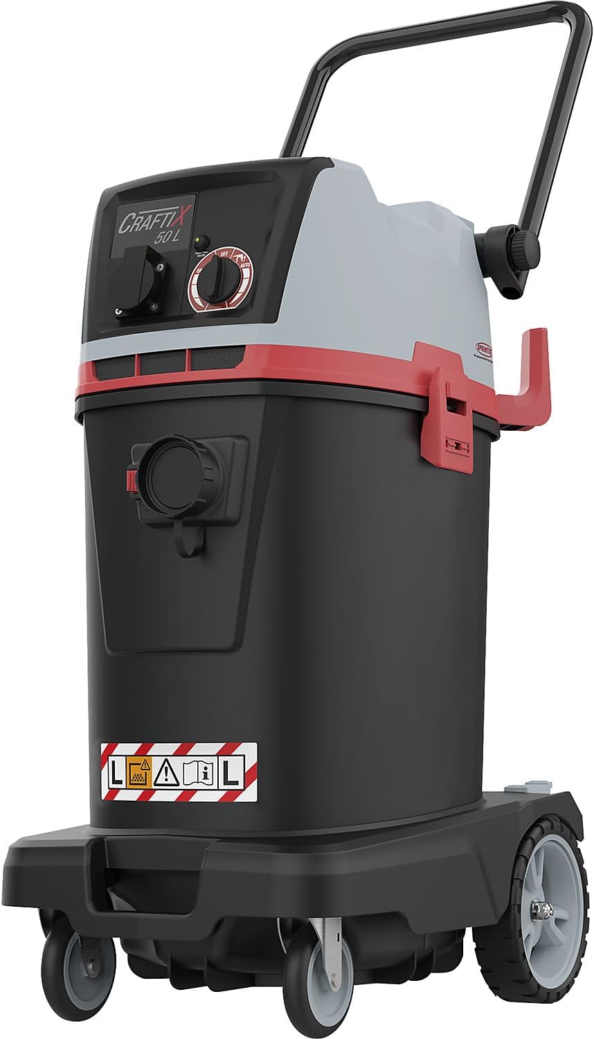 Sprintus Staubsauger, 50 Liter, Schwarz, CraftiX Professioneller Industriesauger mit Rüttelautomatik