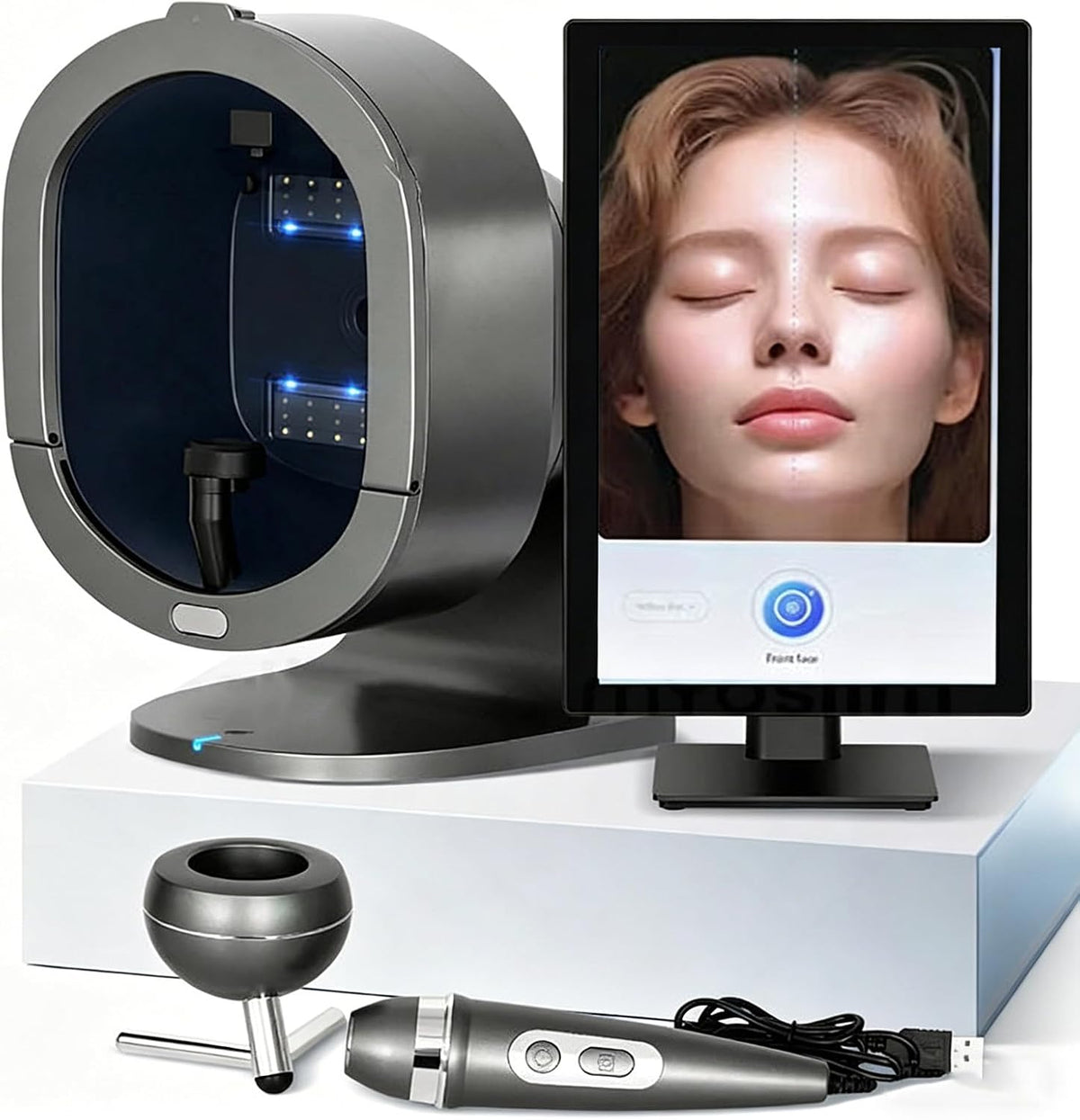 DJFYVAEIO, Schwarz, 3D-Hautanalysegerät, Digital Moisture Analyzer, 6'-Hautbildanalysator, Mit Erfassungsgriff