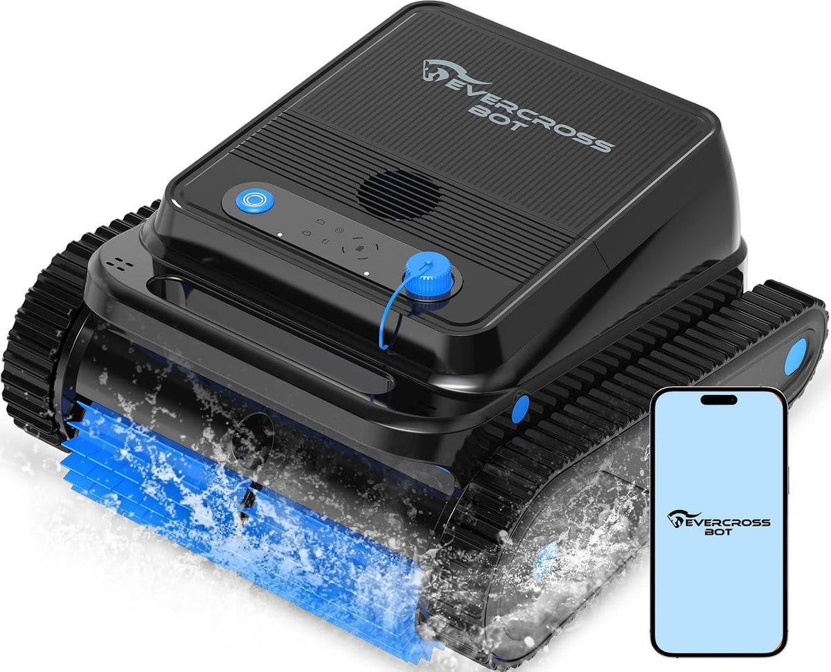EVERCROSS BOT Poolroboter, Grau, (2026 Neu) Poolro er kabellos Boden und Wand mit Wasserlinie, 120 Min Akku, App Steuerung