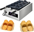 GSHSHOU Waffeleisen, 700360265 mm, 3000 W, Edelstahl, Schwarz, Gewerbliches in Schuhform, Gefüllte Maschine 4hole