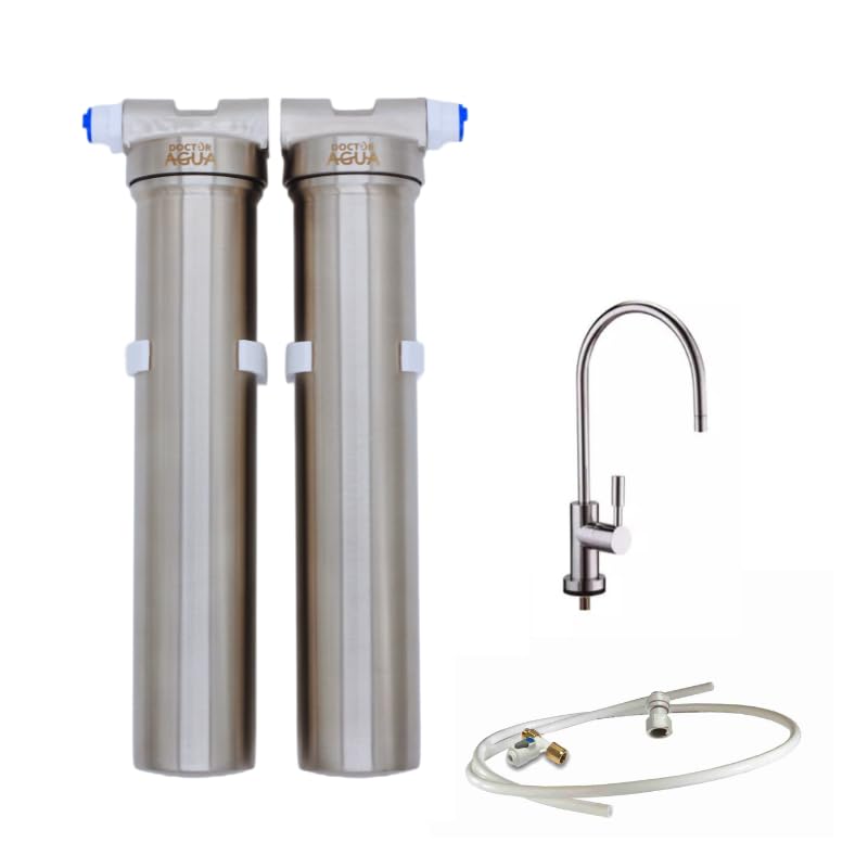 DOCTOR AGUA Wasserfilter, 300 l, Silber, Antikalk, unter der Arbeitsplatte aus Edelstahl, Zeolith, Filterkapazität /h