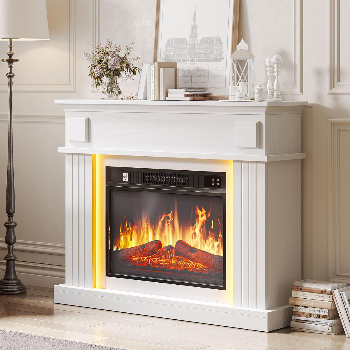 YITAHOME Elektrokamin, Grau, 23inch Realistischer 3D Flammeneffekt