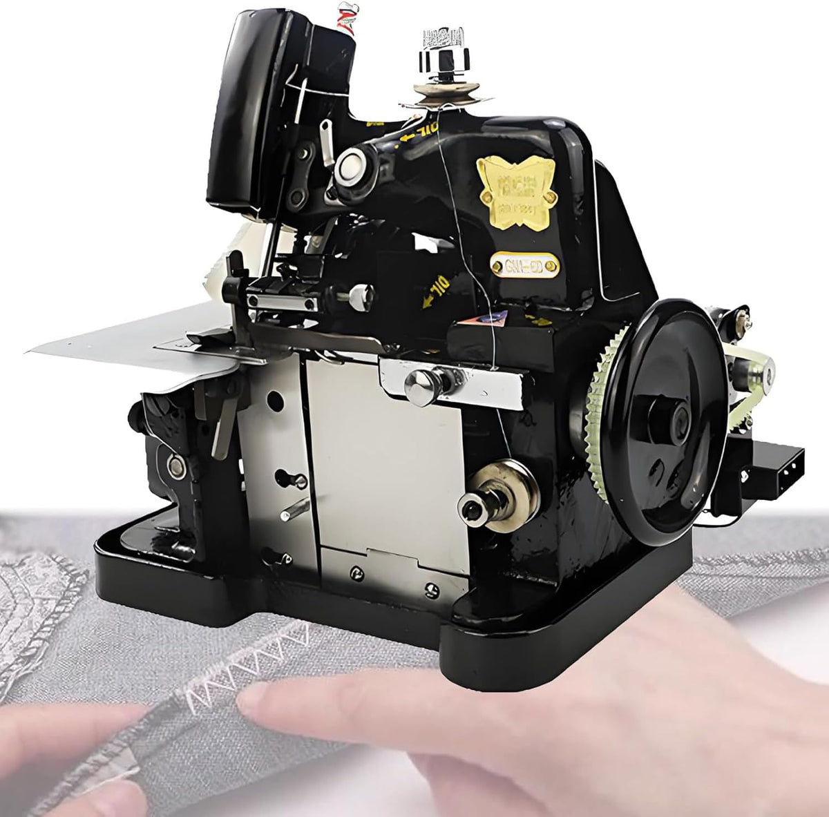 WEIZIIA Schreibtisch, Schwarz, Industrielle Overlock-Nähmaschine, 3000 Stiche pro Minute, 3 Sticharten