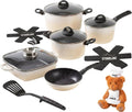 STONELINE Backofen, 24 cm, Schwarz, Kochgeschirr Set 15-teilig 18/20/ Pfannen und Töpfe Set mit, Topfset Induktion Antihaft Beschichtet mit echten