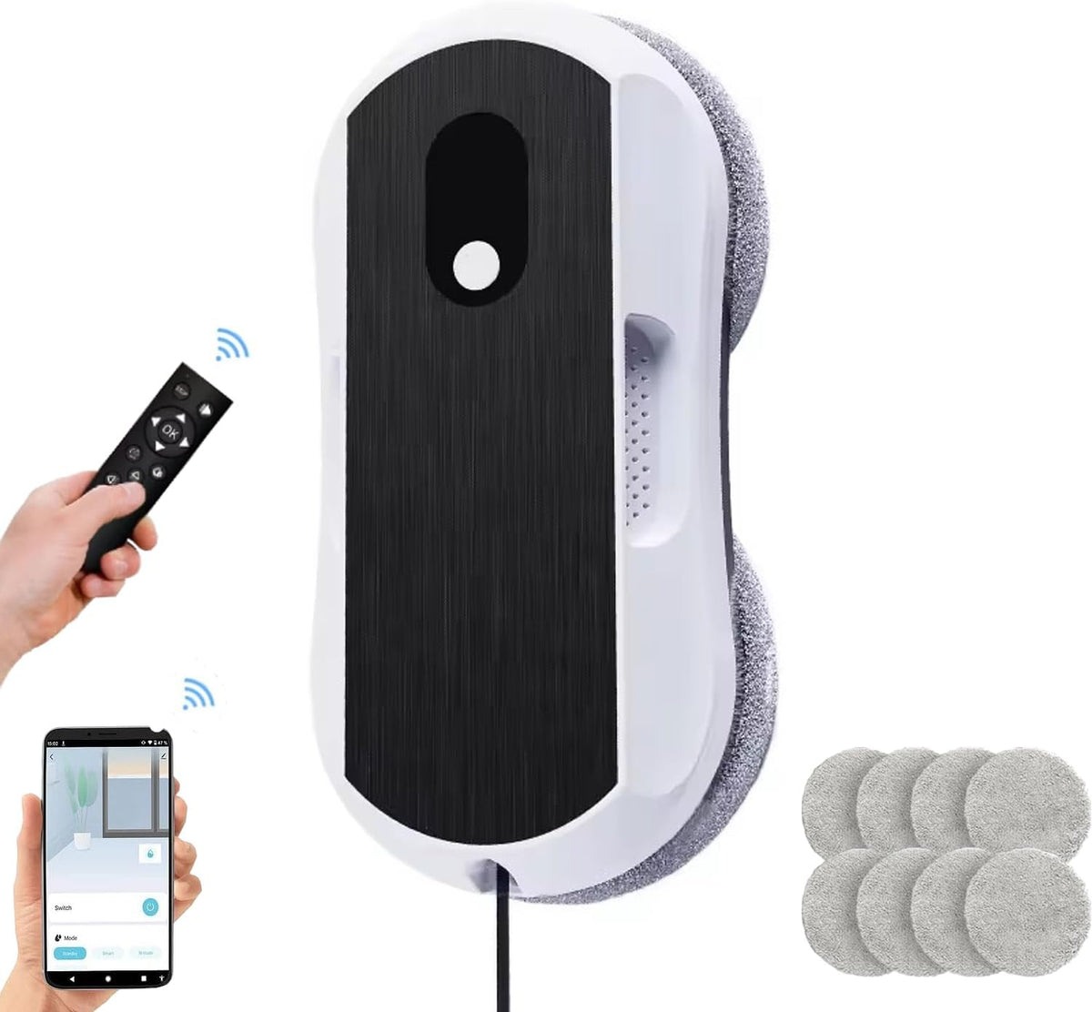 EL.M Fensterputzroboter, 7 cm, Schwarz, . Window Smart-Cleaning Robot, mit zweiseitigem intelligente Wasserspray