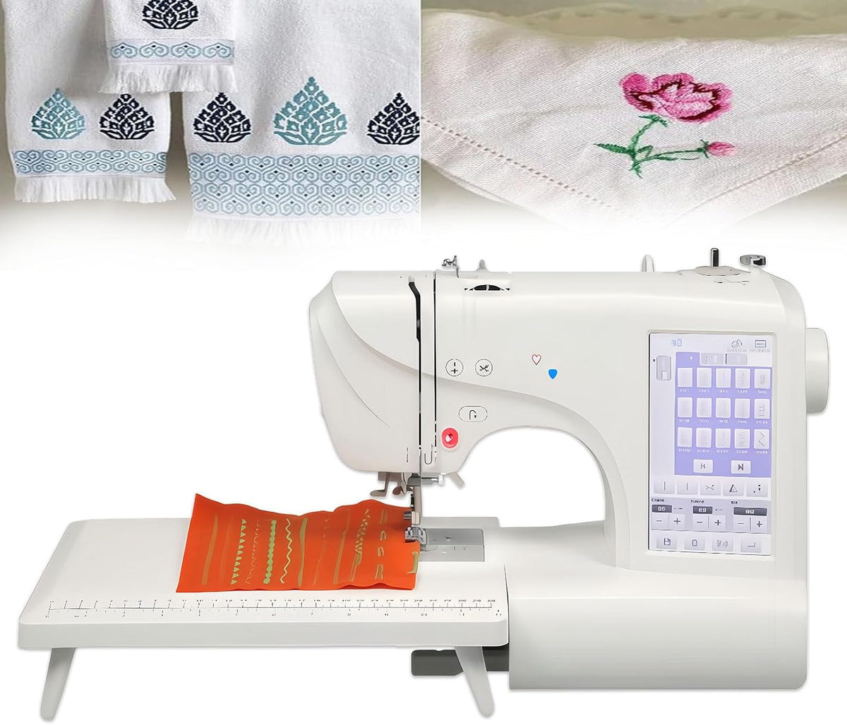 Näh Einfache Nähmaschinen, 100 mm, 235 mm, Schwarz, und Stickmaschine, Combo mit 100 x und 100 x Reifen, 7-Zoll-Touchscreen