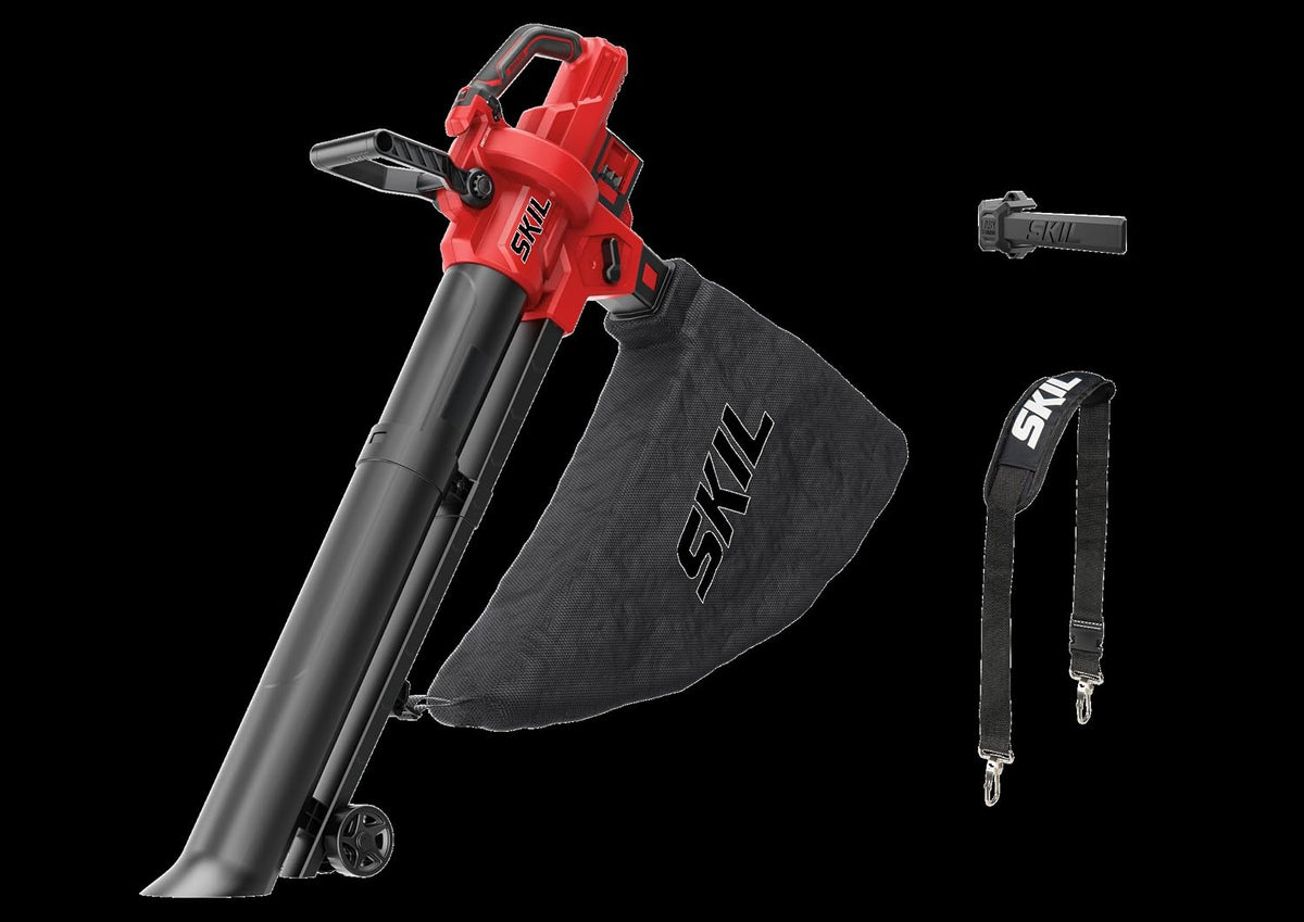 SKIL Laubbläser, 720 m, 45 L, Schwarz, 0350CA Akku- /Laubsauger (2x20 V, bürstenloser Motor, 3-in-1: Blasen, Saugen