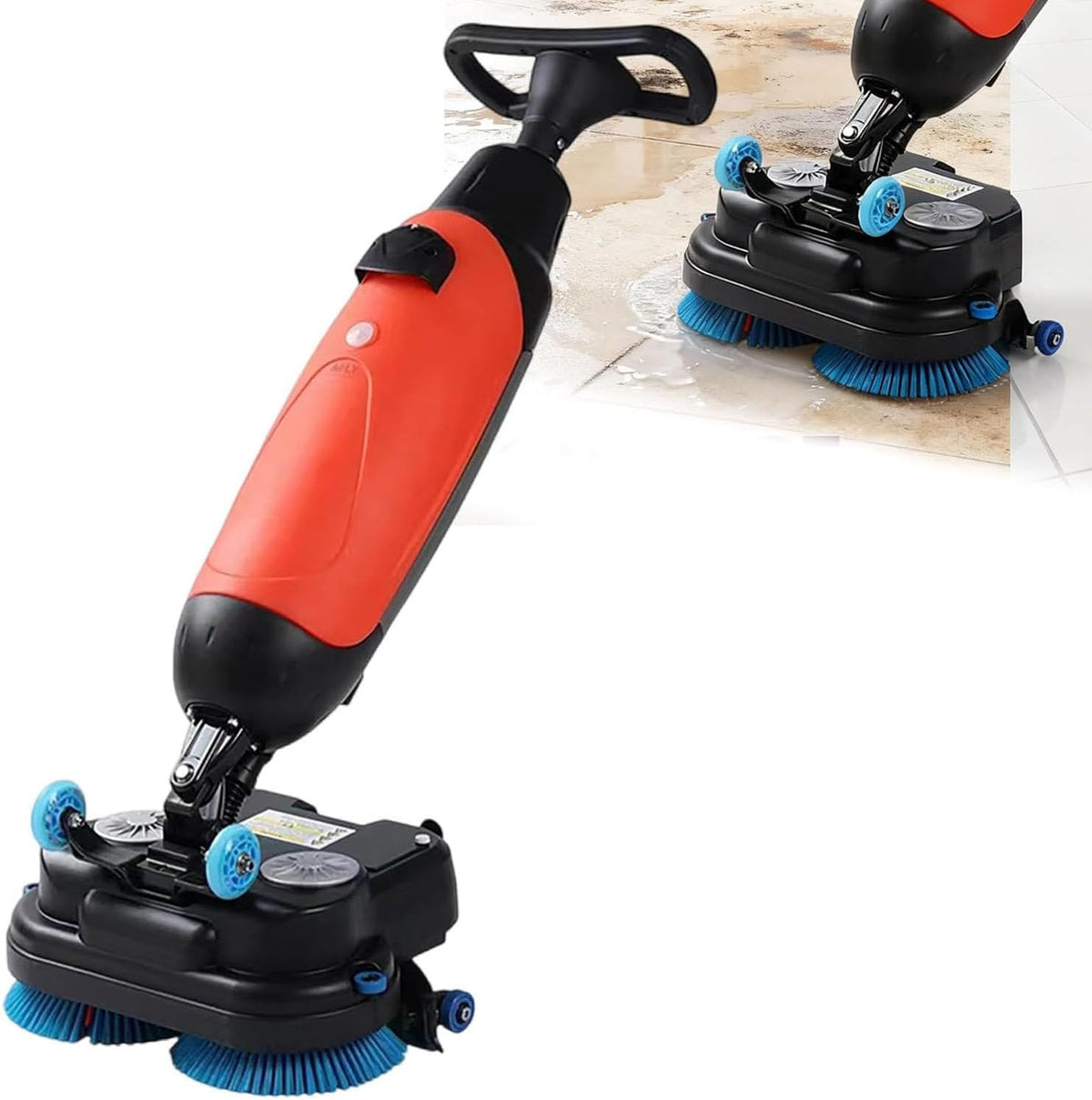 GerCxxly Bodenreinigung, 43 cm, Schwarz, Gewerbliche elektrische smaschine, Doppelbürstenkopf, breite Reinigungsfläche
