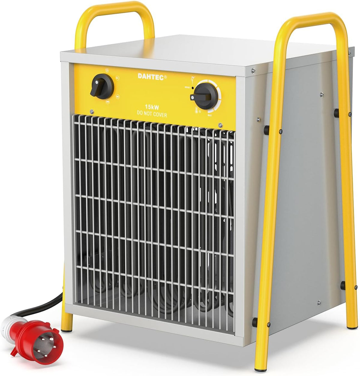 DAHTEC Elektroheizkörper, 15 kW, Schwarz, Elektro Heizlüfter Große Räume mit Thermostat & 3 Heizstufen