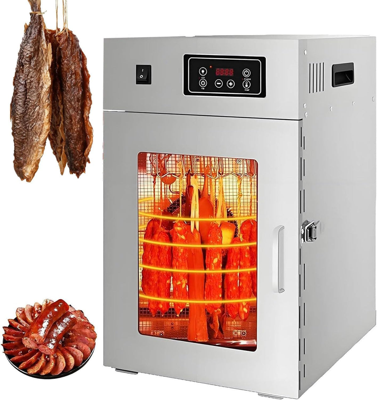 LjlXanthiper Reifeschrank, Grau, Gewerblicher Fleischtrocknungs und, Dry Aged, Große 14 Aufhängestangen, Temperaturregelung Von 30-90℃
