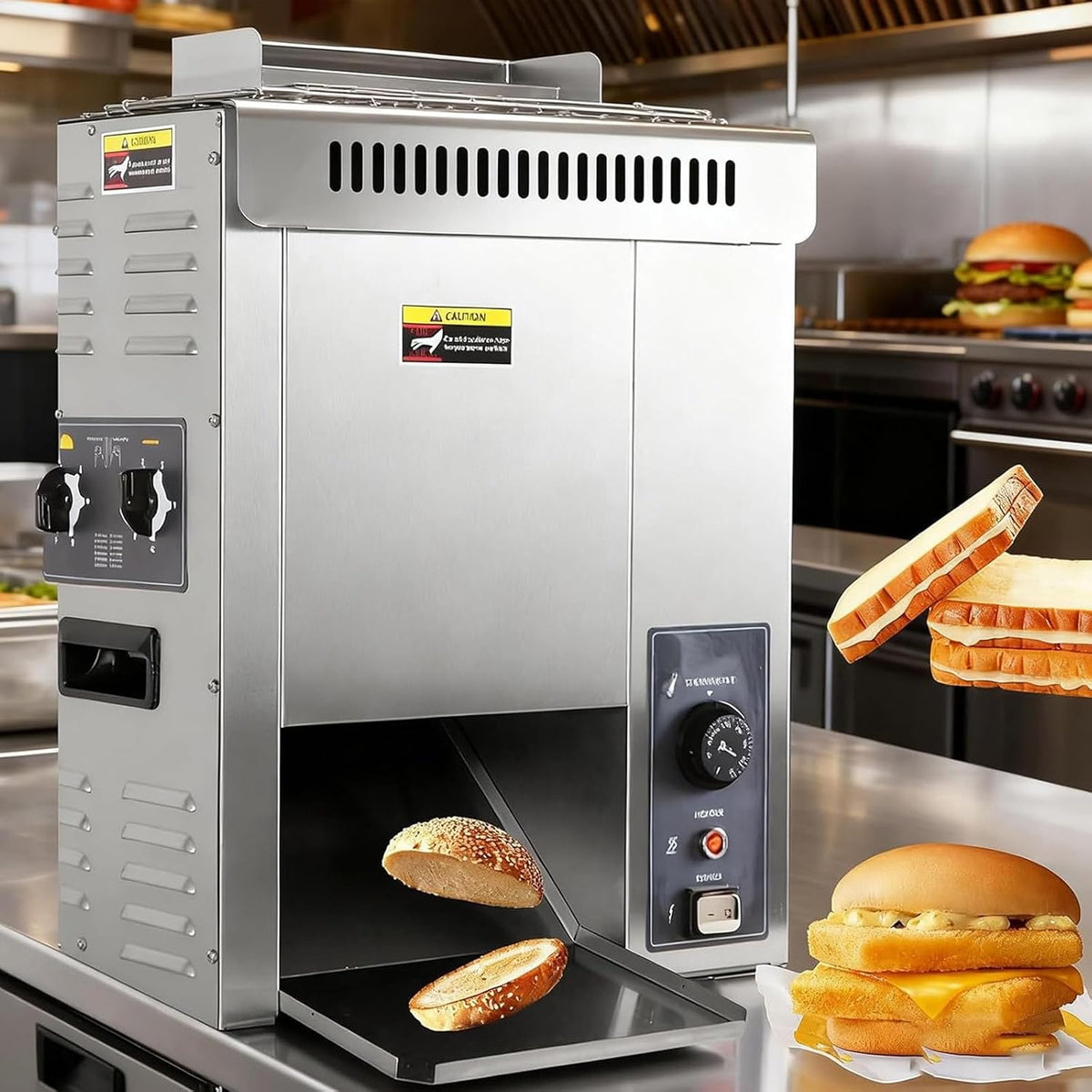 CLEASEBILY Brotbackautomaten, 615 cm x 425 cm x 295 cm, 2000 W, Edelstahl, Schwarz