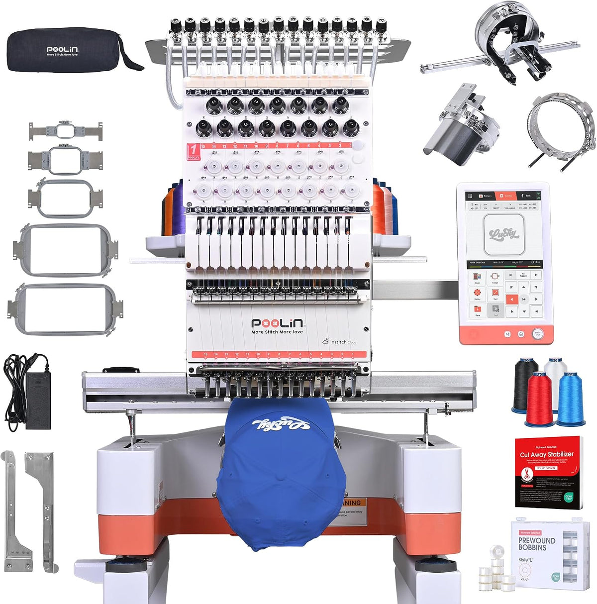 Poolin Stickmaschinen, Schwarz, EOM - Professionelle Industrie und Kompakte Stickmaschine., Hüte, Hemden, Pullover und vieles mehr
