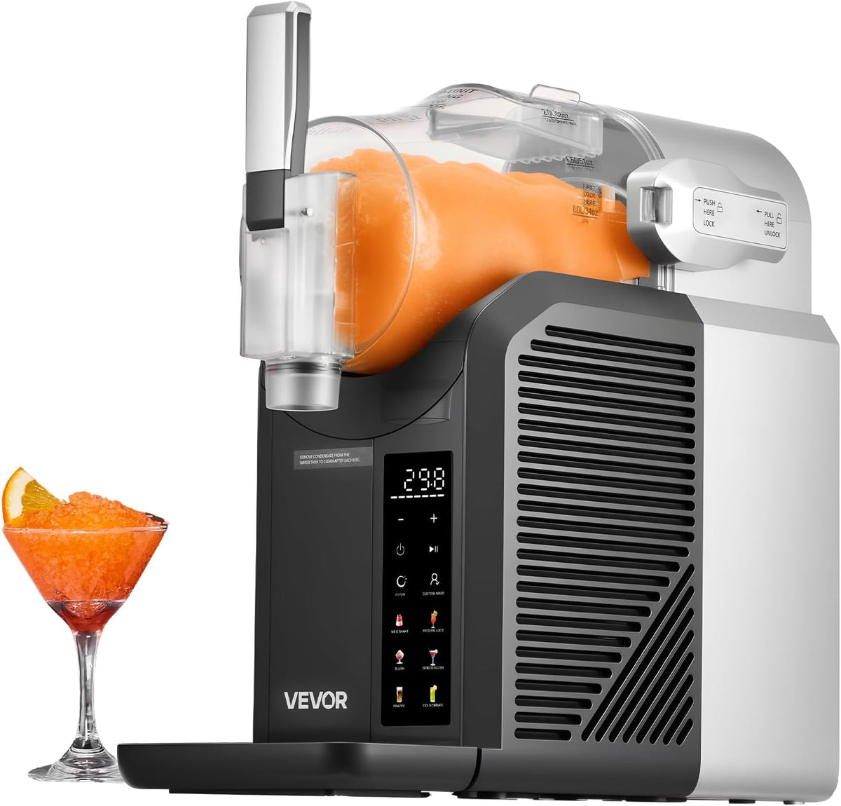 VEVOR Eismaschine, 2 L, Schwarz, Slush Maschine Mini, Kein Eis erforderlich, Slushie Maschine für Zuhause mit Selbstreinigung und 6