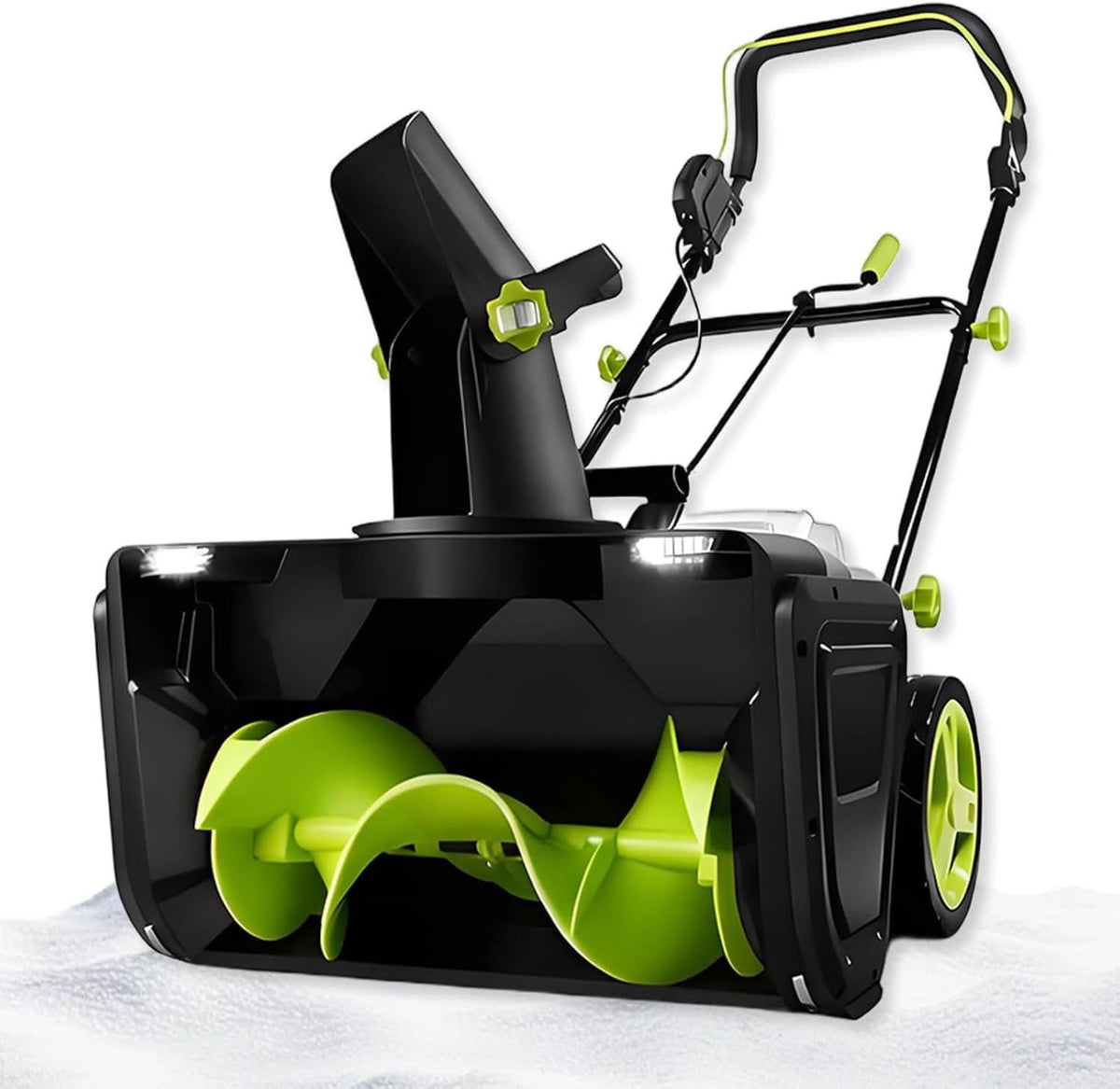 WEIZIIA Schneefräse, 20 Zoll, 3500 W, 4,0 Ah, 50 cm, ABS, Schwarz, Elektrische , kabellos, Wurfweite, 40 V Akku