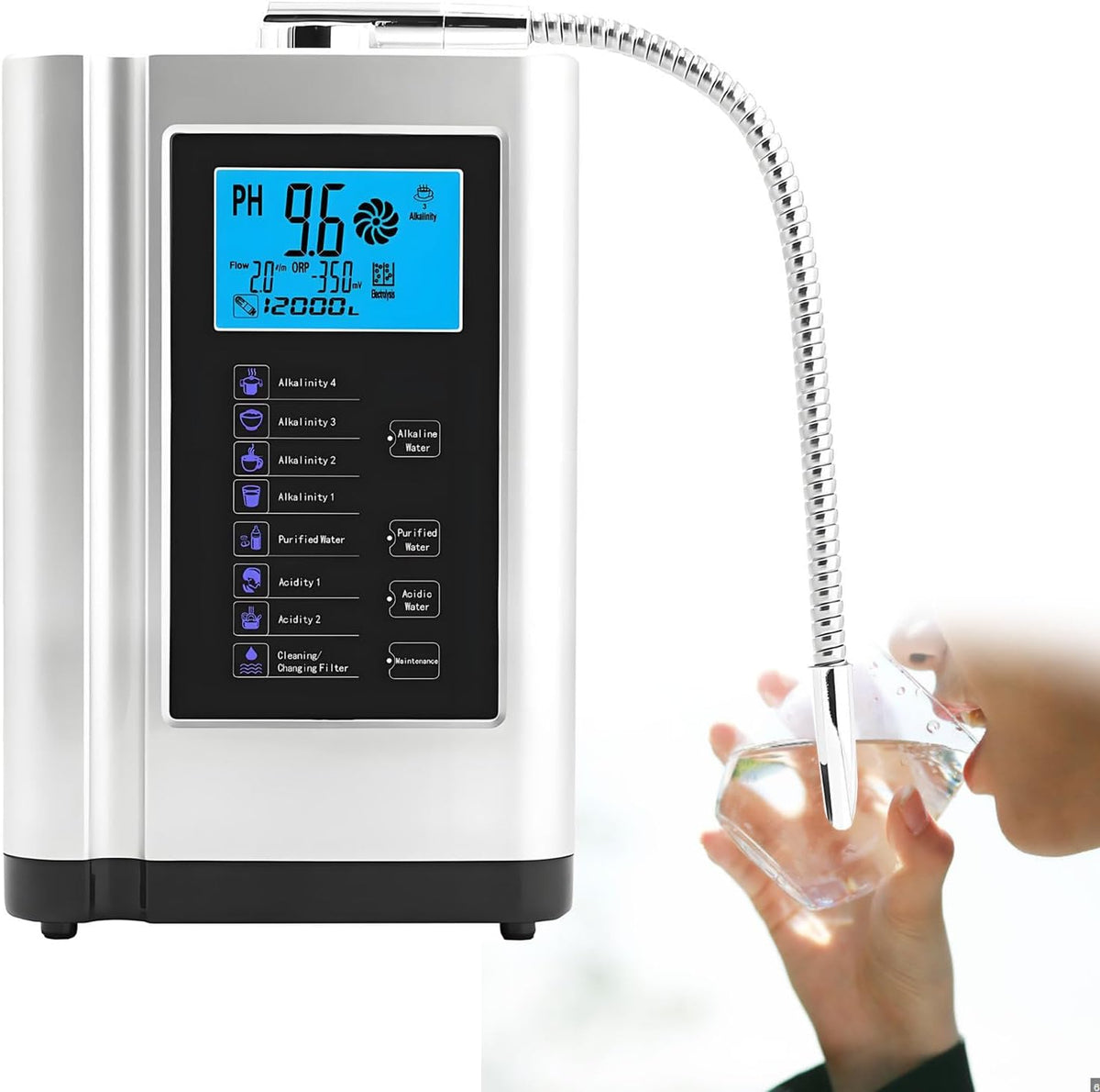 GLBMXDD Wasseraufbereitungsanlagen, 8000 Liter, Silber, Alkalisches Wasser-Ionisierungsgerät, PH 3, Ionisiertes Wassergerät